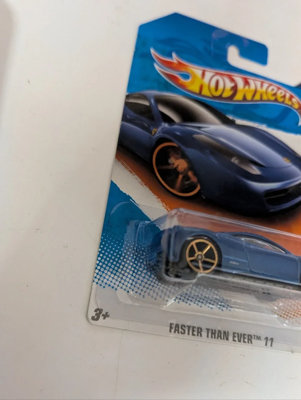 2011 HOT WHEELS BLUE FERRARI 458 ITALIA, FASTER THAN EVER '11, HW #146, VHTF